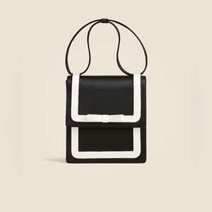 NWT J. Crew Collection Small Bow Black and White Satin Bag